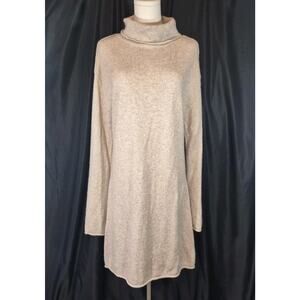 Anthropologie A Loves A Beige Wool Blend Turtleneck Sweater Dress XL